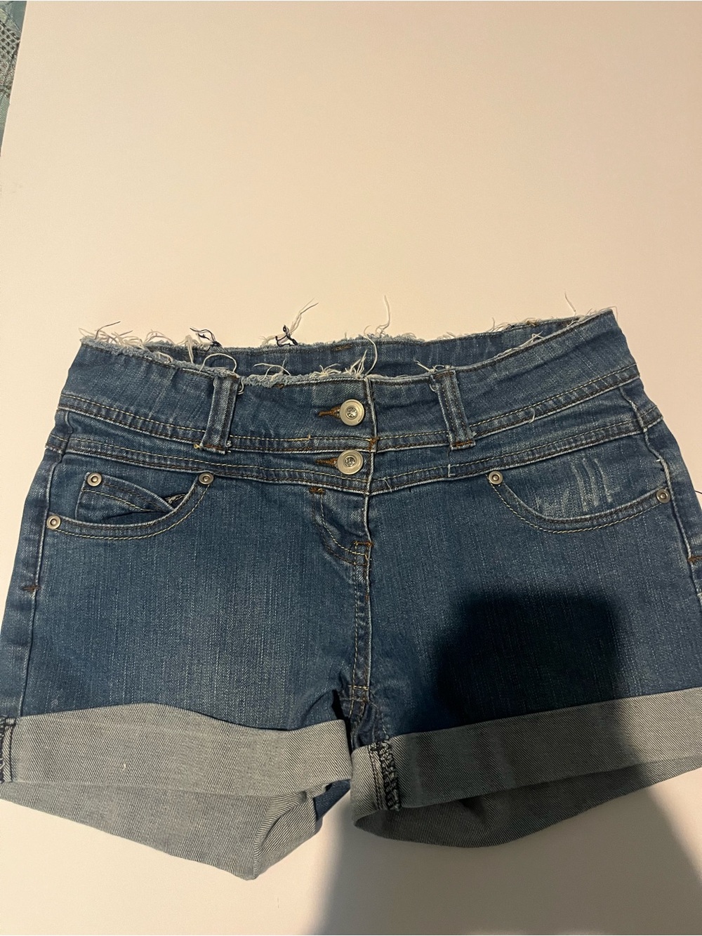 Women’s Dark Blue Denim Roll-Cuff Shorts